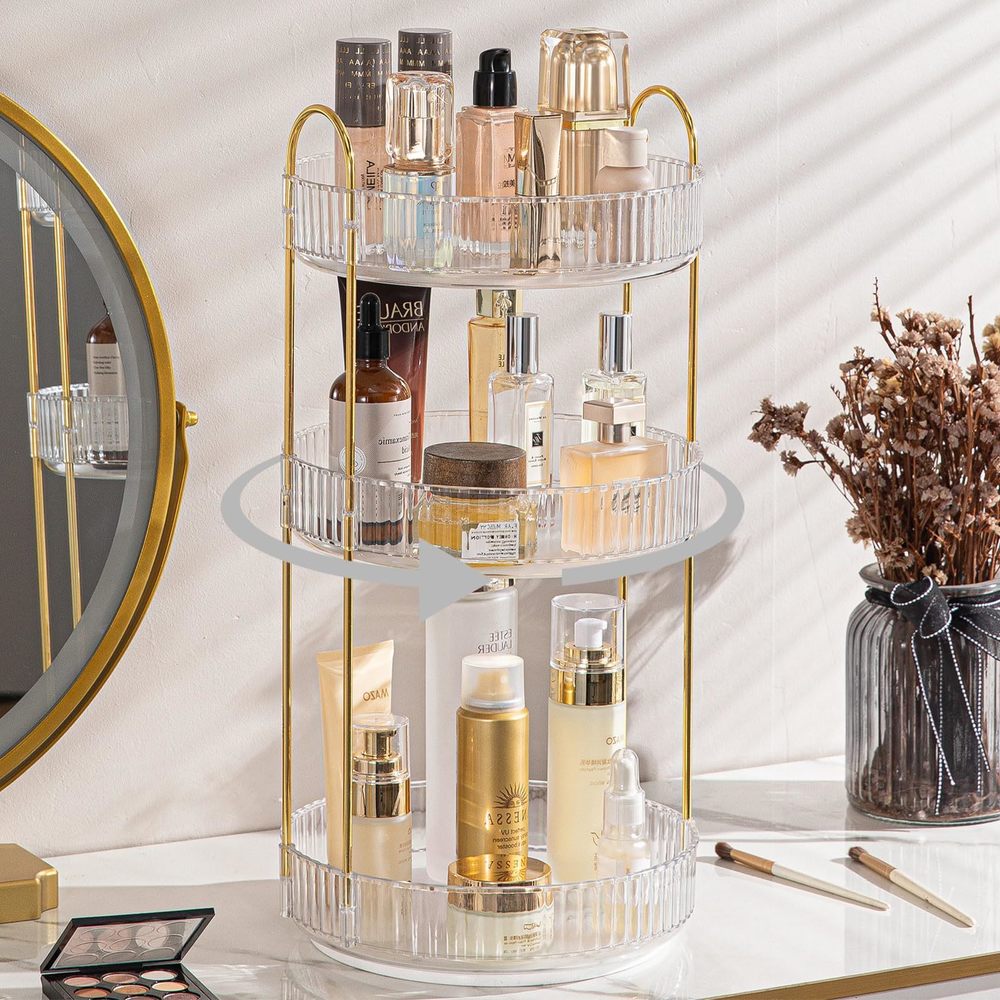 Rotating Makeup Organizer For Vanity, High-capacity Skincare Clear Make Up🐋